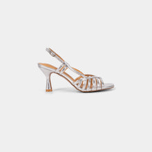 Metallic-Finish T-Bar Slingback Sandals with Radiating Straps