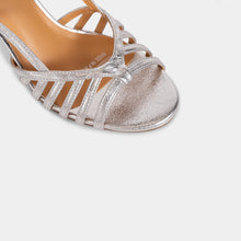 Metallic-Finish T-Bar Slingback Sandals with Radiating Straps