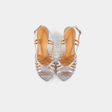 Metallic-Finish T-Bar Slingback Sandals with Radiating Straps