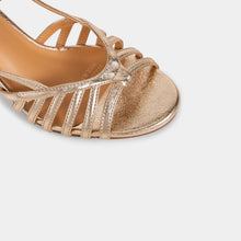 Metallic-Finish T-Bar Slingback Sandals with Radiating Straps