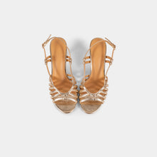 Metallic-Finish T-Bar Slingback Sandals with Radiating Straps