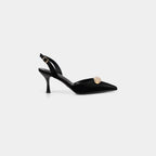 Escarpins Slingback à Bout Pointu avec Broche en Cristaux