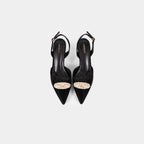 Escarpins Slingback à Bout Pointu avec Broche en Cristaux