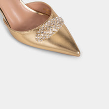 Pointed-Toe Slingback Pumps with Oval Crystal Brooch