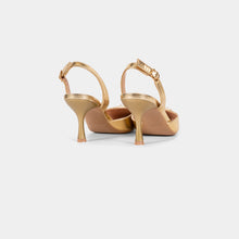 Pointed-Toe Slingback Pumps with Oval Crystal Brooch