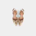 Escarpins Slingback à Bout Pointu avec Broche en Cristaux