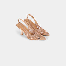 Crystal-Embellished Lace Slingback Pumps