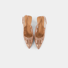 Crystal-Embellished Lace Slingback Pumps