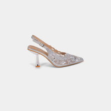 Crystal-Embellished Lace Slingback Pumps