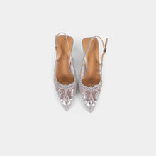 Crystal-Embellished Lace Slingback Pumps