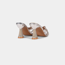 Crystal-Embellished Metallic-Finish Mules with Crystal-Covered Heel