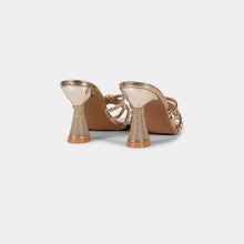Crystal-Embellished Metallic-Finish Mules with Crystal-Covered Heel