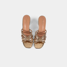 Crystal-Embellished Metallic-Finish Mules with Crystal-Covered Heel