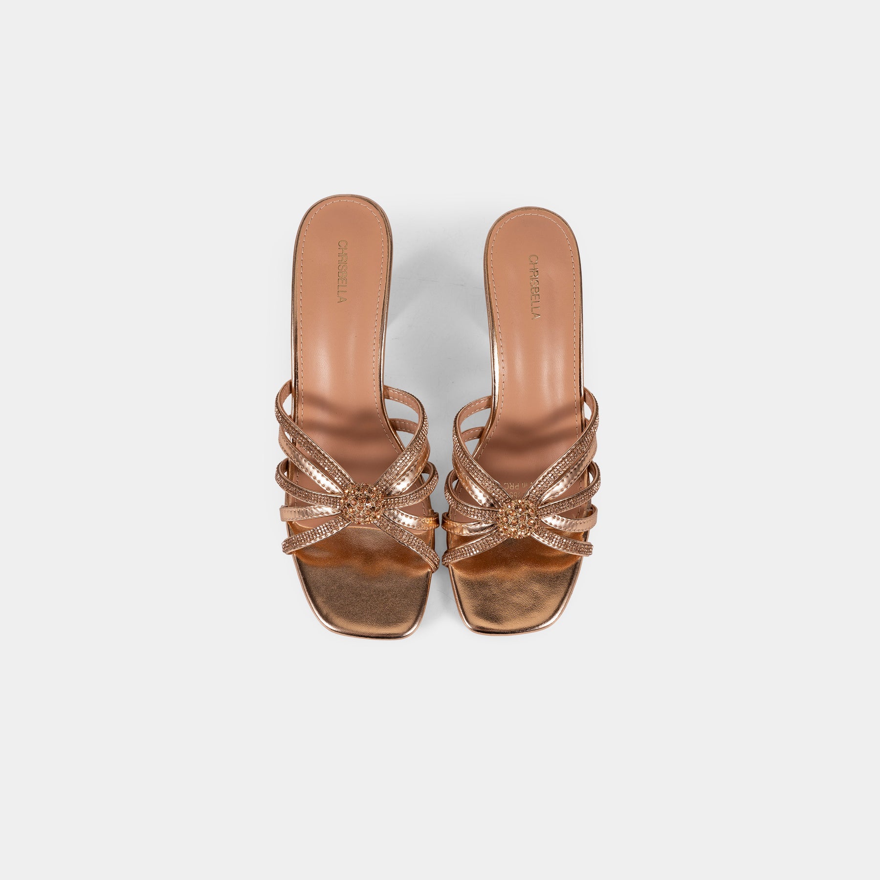 Crystal-Embellished Metallic-Finish Mules with Crystal-Covered Heel