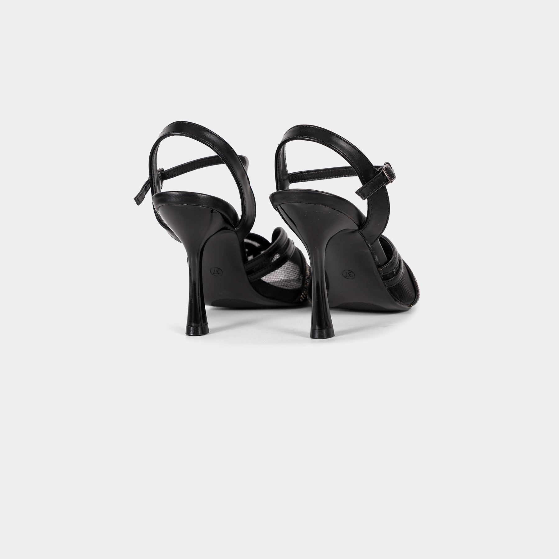 Crystal-Trimmed Sheer Mesh Ankle-Strap Sandals