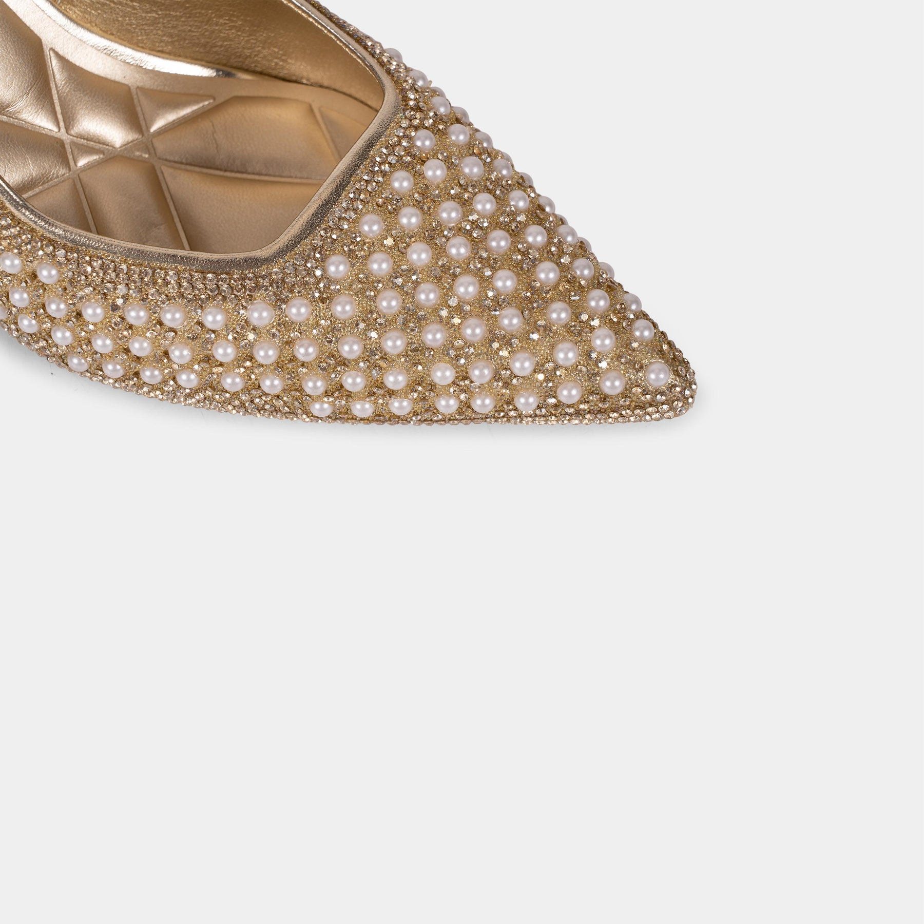 Pearl and Crystal-Embellished Pointed-Toe Slingback Pumps