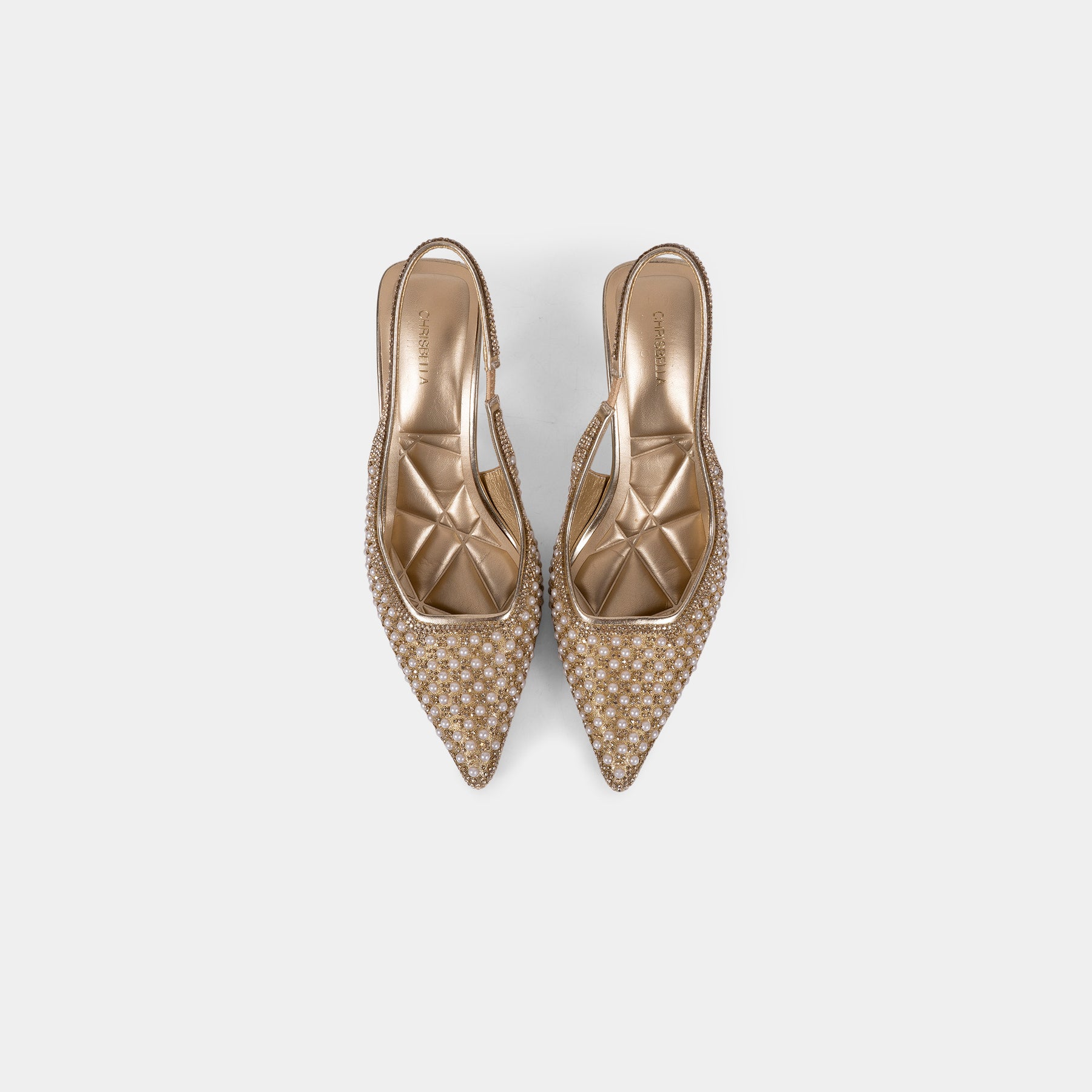 Pearl and Crystal-Embellished Pointed-Toe Slingback Pumps