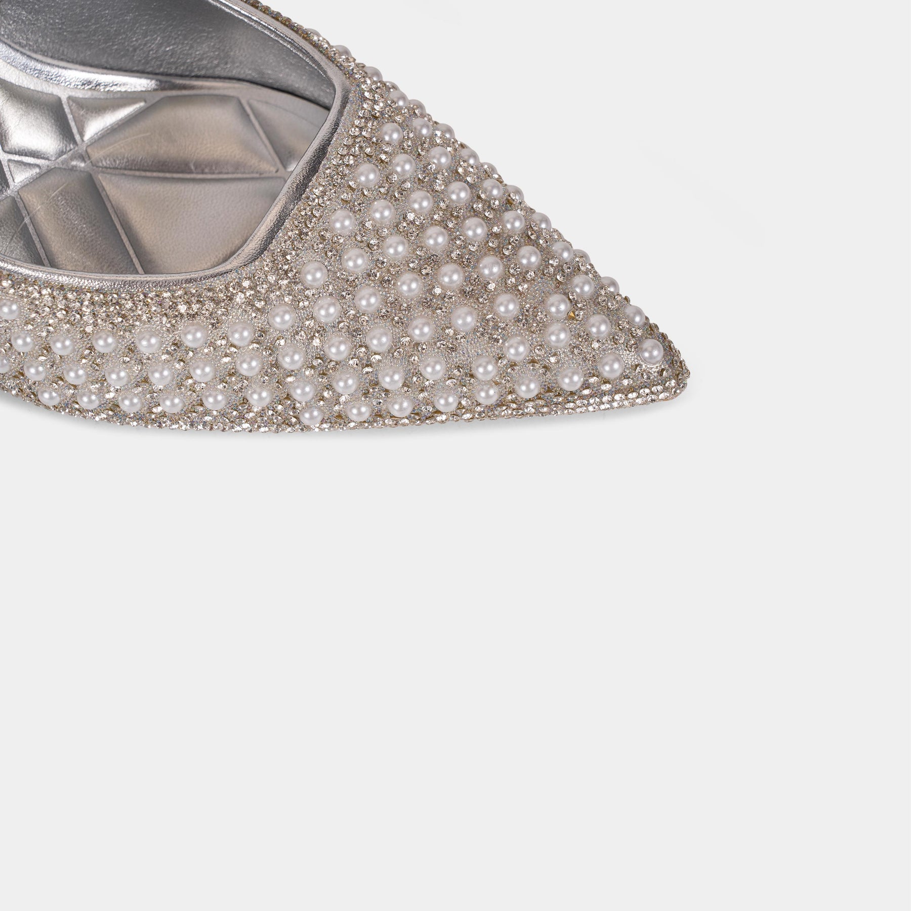 Pearl and Crystal-Embellished Pointed-Toe Slingback Pumps
