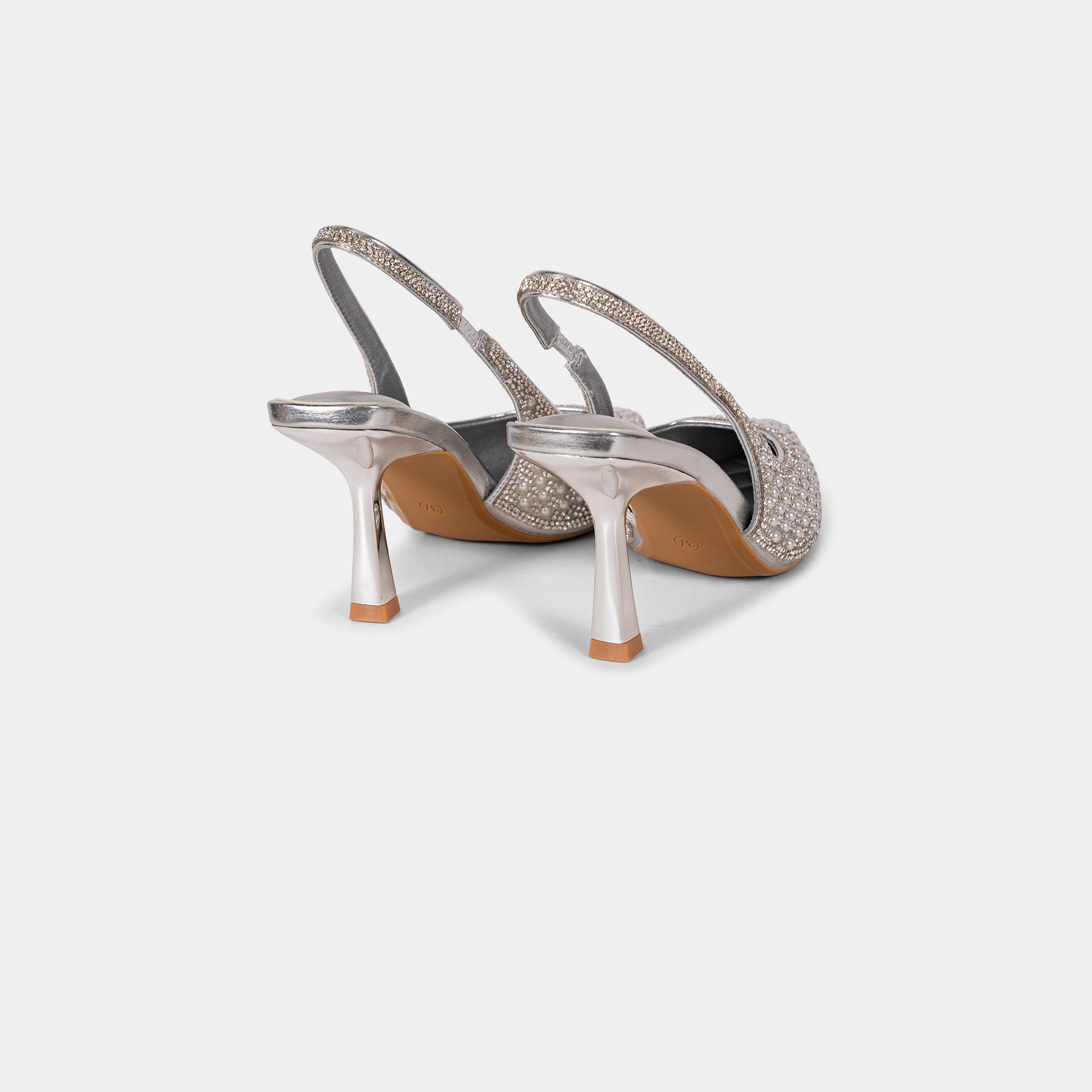 Pearl and Crystal-Embellished Pointed-Toe Slingback Pumps