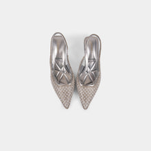 Pearl and Crystal-Embellished Pointed-Toe Slingback Pumps