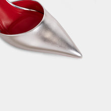 Metallic-Finish Pointed-Toe Ankle-Strap Pumps with Red Insole and Outsole