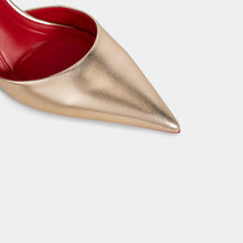 Metallic-Finish Pointed-Toe Ankle-Strap Pumps with Red Insole and Outsole