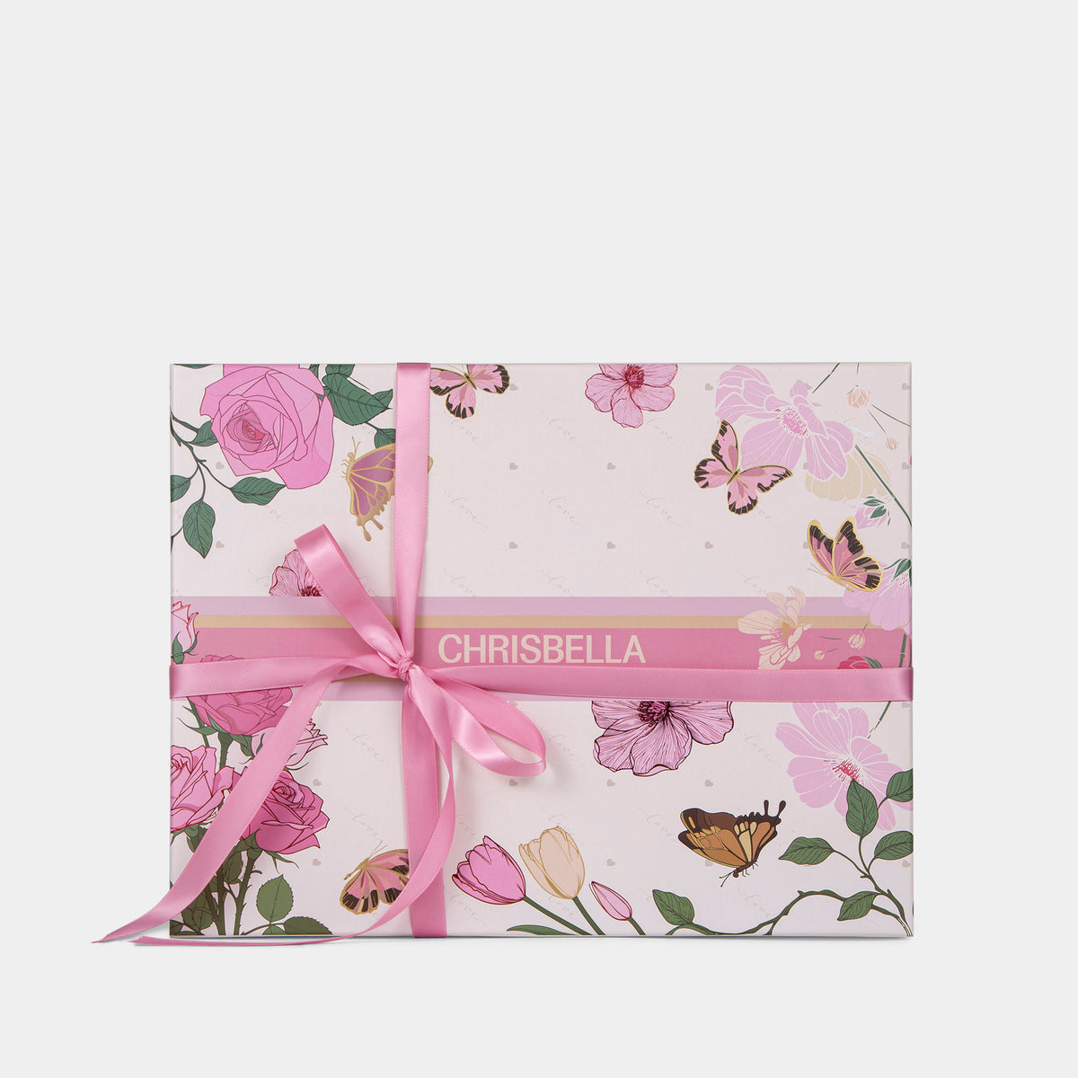 Sac à main avec nœud élégant et coffret cadeau fleuri